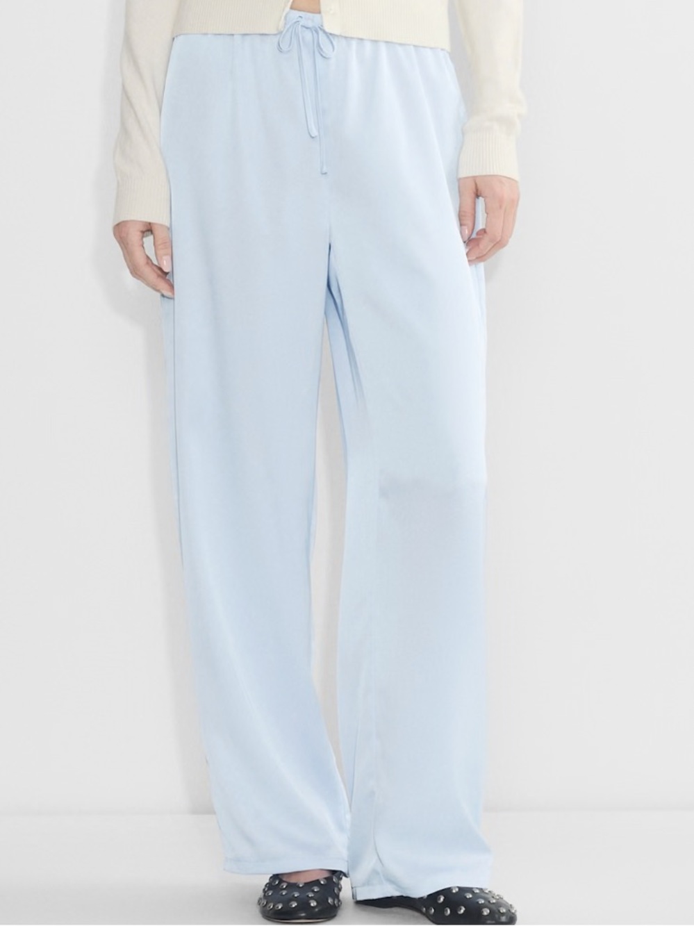 Aritzia Satin Wide-Leg Pant - Pale Blue - Picture 2 of 7